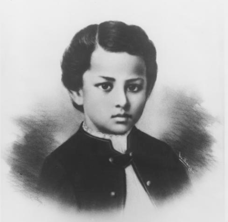 Albert Edward Kauikeaouli Leiopapa a Kamehameha, Prince of Hawaii, 1858-1862. Keywords: Royalty Description: Son of Kamehameha IV and Emma. Charcoal artwork by J. Ewing, on a photograph by J.J. Williams of a painting of the Prince. Owner: Hawaii State Archives 